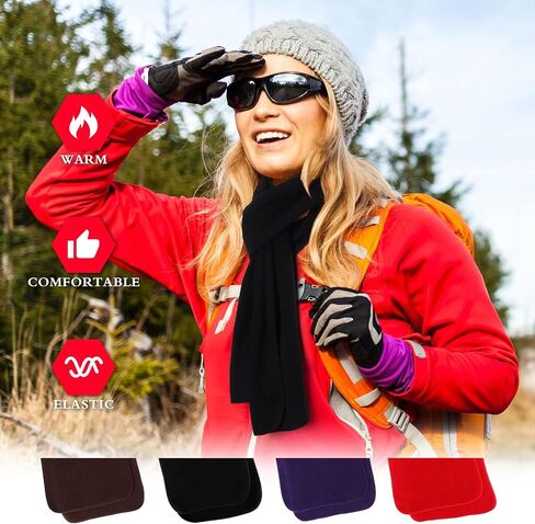 Handepo 4 Pcs Warm Winter Scarf Unisex Polyester Fleece Scarf Multi Color Cold Weather Neck Scarves for Men Women, 4 Colors in Saudi Arabia