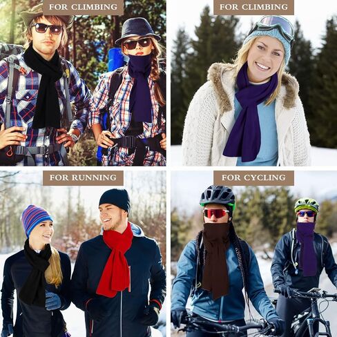 Handepo 4 Pcs Warm Winter Scarf Unisex Polyester Fleece Scarf Multi Color Cold Weather Neck Scarves for Men Women, 4 Colors in Saudi Arabia