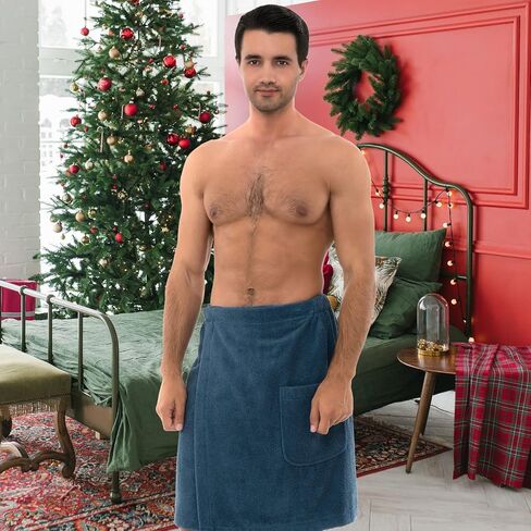 TowelSelections Men's Wrap Adjustable Cotton Terry Shower Bath Gym Cover Up with Snaps in Saudi Arabia