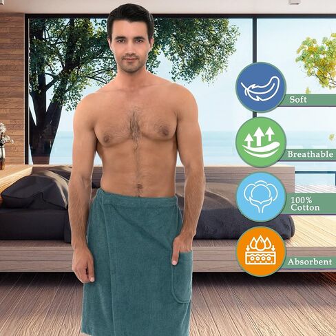 TowelSelections Men's Wrap Adjustable Cotton Terry Shower Bath Gym Cover Up with Snaps in Saudi Arabia