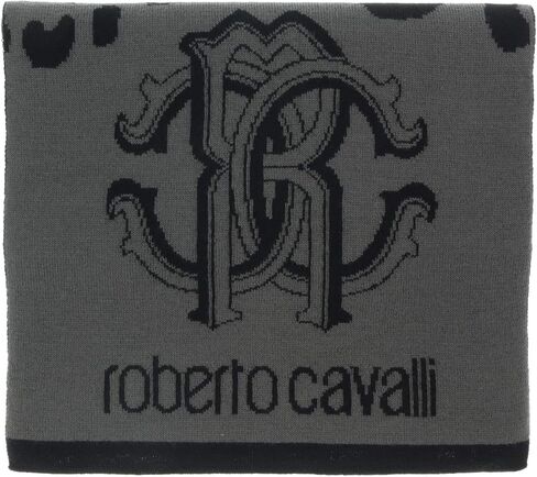روبيرتو كافالي سكارف رجالي من مزيج الصوف الرمادي بطبعة جلد الفهد ESZ030 05001، رمادي، 30-180, رمادي, 30-180 in Kuwait