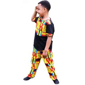SHENBOLEN Boy African Print Kente Kids بدلة أنقرة ملابس قبلية غانا الأفريقية