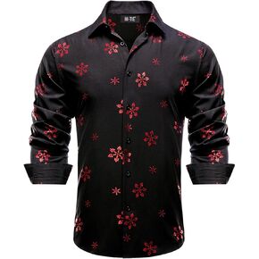 قمصان Hi-Tie الرجالية لعيد الميلاد بأكمام طويلة وأزرار سفلية مناسبة للمهرجانات للرجال في عيد الميلاد وحفلات العشاء in Kuwait