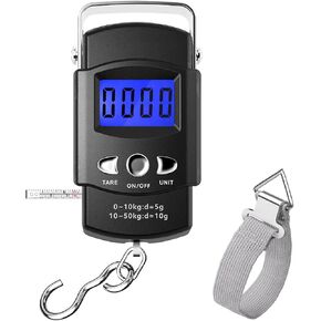 Luggage Scales, 50kg/110lb Electronic Hanging Scales,Handheld Style Suitcase Scales with Backlit LCD Display, Fish Scale with Hook for Travel Outdoor Home Use. Black in Saudi Arabia