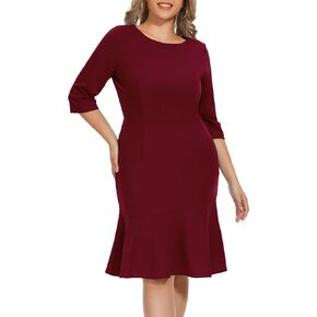 فستان عمل نسائي من Wedtrend، فستان مكشكش على شكل ذيل السمكة، فستان ضيق للمكتب والأعمال in Kuwait