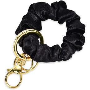 سلسلة مفاتيح بحزام معصم من Junyuerly، سوار مرن Scrunchie، حلقة مفاتيح متعددة الوظائف للنساء