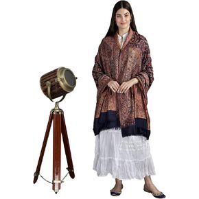Reversible Jamawar Shawl with Woven Paisleys - Wool in Kuwait