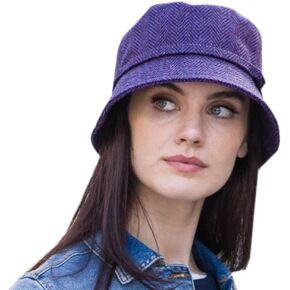 Ladies Irish Tweed Vintage Plaid Emily Hat Purple in Kuwait