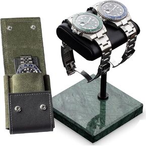 QWATCHBANDS حقيبة جلدية للسفر + حامل ساعة بقاعدة رخامية (أخضر) in Kuwait