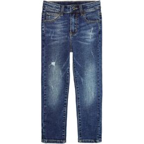 KIDSCOOL SPACE Boy Jeans، طفل صغير ممزق شريط مطاطي داخل بنطال جينز دينم ضيق in Kuwait