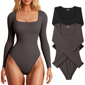 قمصان OYS النسائية مكونة من قطعتين برقبة مربعة وأكمام طويلة مضلعة in Kuwait