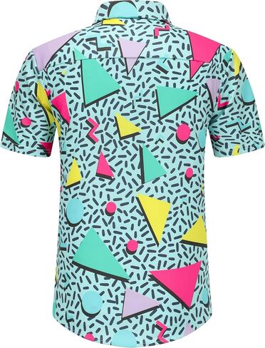 DOOPCCOR 90s Shirt 80s Shirts for Men 80s 90s Disco Retro Casual Button-Down Shirts 80s Mens Clothing in Kuwait