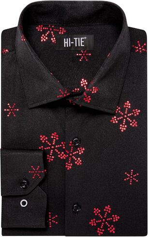 قمصان Hi-Tie الرجالية لعيد الميلاد بأكمام طويلة وأزرار سفلية مناسبة للمهرجانات للرجال في عيد الميلاد وحفلات العشاء in Kuwait