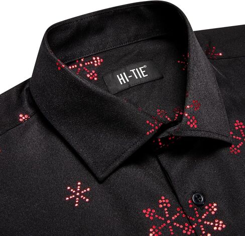 قمصان Hi-Tie الرجالية لعيد الميلاد بأكمام طويلة وأزرار سفلية مناسبة للمهرجانات للرجال في عيد الميلاد وحفلات العشاء in Kuwait