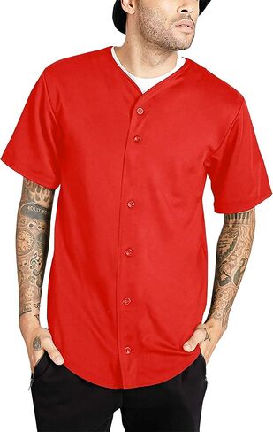 Ma Croix Mens Premium Baseball Button Down Jersey Shirt Short Sleeve Athletic Sports Tee in Saudi Arabia