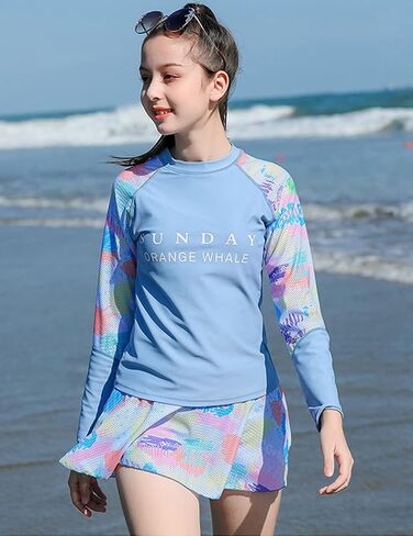 KORADI Girls Swimsuit Rash Guard Set 2-Piece Swimwear Bathing Suit 3-14 Years in Saudi Arabia