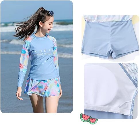 KORADI Girls Swimsuit Rash Guard Set 2-Piece Swimwear Bathing Suit 3-14 Years in Saudi Arabia