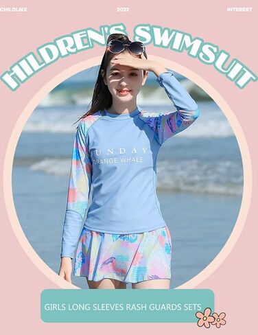 KORADI Girls Swimsuit Rash Guard Set 2-Piece Swimwear Bathing Suit 3-14 Years in Saudi Arabia