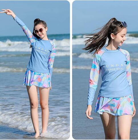 KORADI Girls Swimsuit Rash Guard Set 2-Piece Swimwear Bathing Suit 3-14 Years in Saudi Arabia