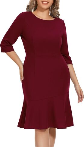 فستان عمل نسائي من Wedtrend، فستان مكشكش على شكل ذيل السمكة، فستان ضيق للمكتب والأعمال in Kuwait