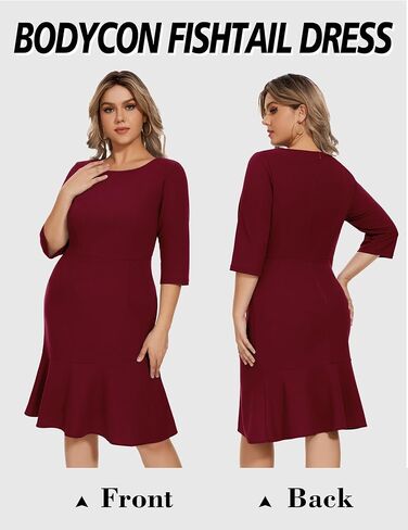 فستان عمل نسائي من Wedtrend، فستان مكشكش على شكل ذيل السمكة، فستان ضيق للمكتب والأعمال in Kuwait