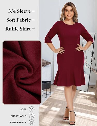 فستان عمل نسائي من Wedtrend، فستان مكشكش على شكل ذيل السمكة، فستان ضيق للمكتب والأعمال in Kuwait