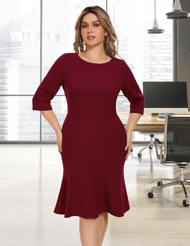 فستان عمل نسائي من Wedtrend، فستان مكشكش على شكل ذيل السمكة، فستان ضيق للمكتب والأعمال in Kuwait