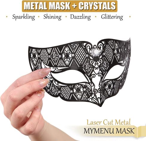 Masquerade Mask for Women Shiny Rhinestone Metal Mask Venetian Mask for Party Prom Ball in Saudi Arabia