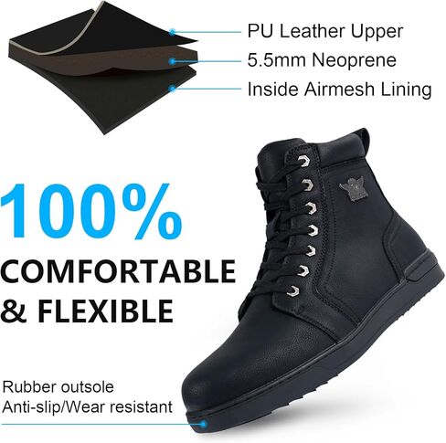 GARGOYLE BELLS حذاء كاجوال للرجال من جلد البولي يوريثان أحذية قتالية للرجال مقاوم للماء أحذية تشوكا لراكبي الدراجات النارية والتنزه مع سحاب جانبي in Kuwait