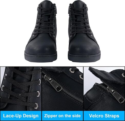 GARGOYLE BELLS حذاء كاجوال للرجال من جلد البولي يوريثان أحذية قتالية للرجال مقاوم للماء أحذية تشوكا لراكبي الدراجات النارية والتنزه مع سحاب جانبي in Kuwait