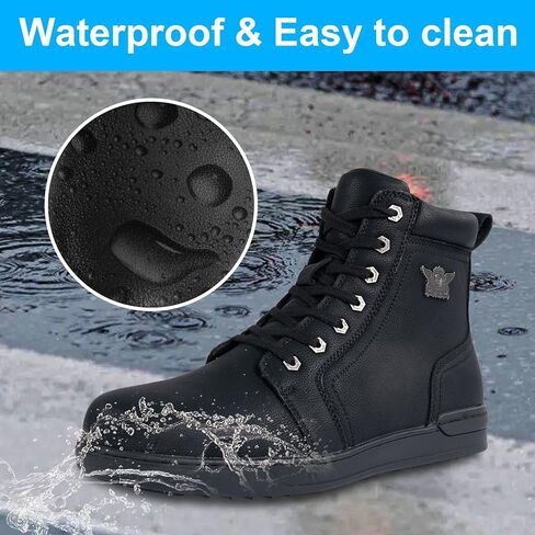 GARGOYLE BELLS حذاء كاجوال للرجال من جلد البولي يوريثان أحذية قتالية للرجال مقاوم للماء أحذية تشوكا لراكبي الدراجات النارية والتنزه مع سحاب جانبي in Kuwait