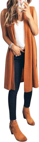 RMCMS Womens Long Sweater Vests Sleeveless Open Front Cardigan Tunic Vest Long Cardigan Tops Coat for Fall Winter in Kuwait