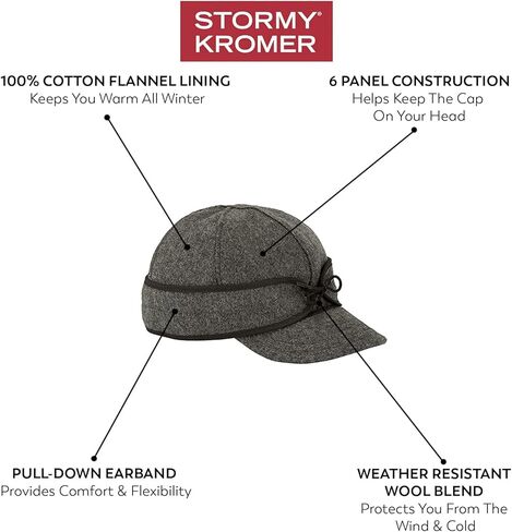 قبعة كرومر الأصلية من Stormy Kromer - قبعة صوف شتوية مع غطاء للأذن in Kuwait