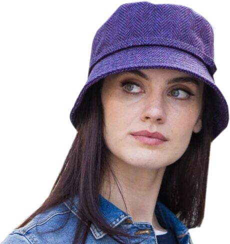 Ladies Irish Tweed Vintage Plaid Emily Hat Purple in Kuwait