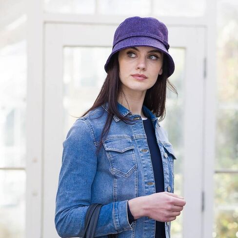 Ladies Irish Tweed Vintage Plaid Emily Hat Purple in Kuwait
