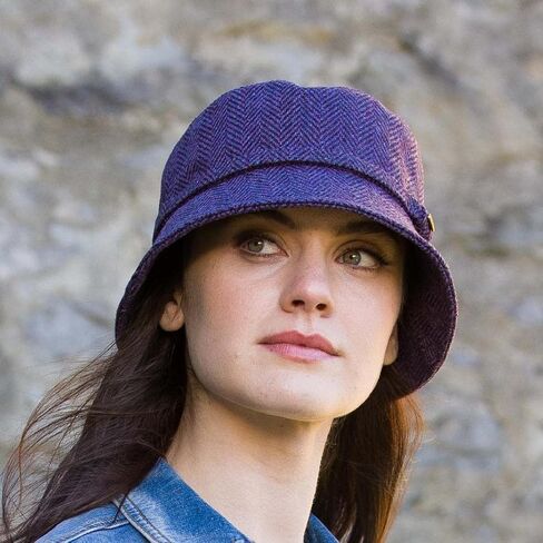 Ladies Irish Tweed Vintage Plaid Emily Hat Purple in Kuwait