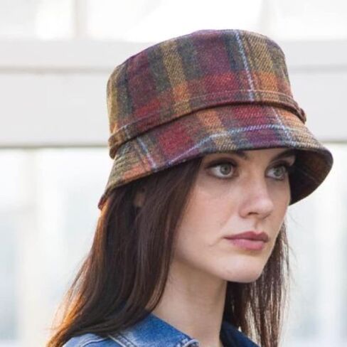Ladies Irish Tweed Vintage Plaid Emily Hat Purple in Saudi Arabia