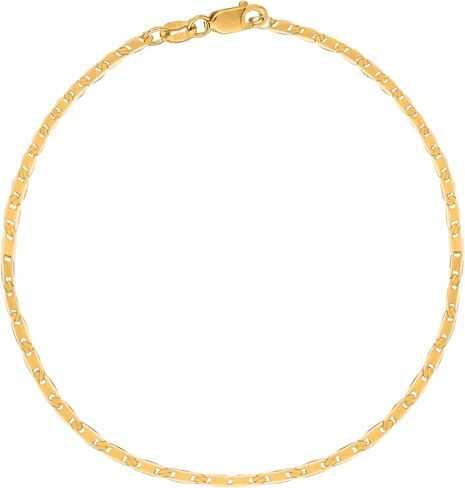 Ritastephens 14k Yellow Gold Mariner Link Foot Chain Anklet, Bracelet, or Chain Necklace (1.7mm, 3.2mm) in Saudi Arabia