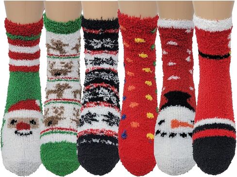Different Touch 6 Pairs Pack Super Soft Cozy Fuzzy Winter warm Non Skid Hospital home bed Sleeping Slipper Socks in Saudi Arabia