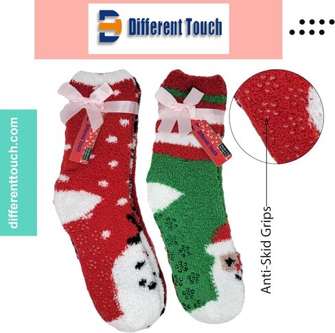 Different Touch 6 Pairs Pack Super Soft Cozy Fuzzy Winter warm Non Skid Hospital home bed Sleeping Slipper Socks in Saudi Arabia