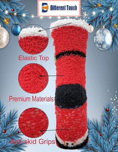 Different Touch 6 Pairs Pack Super Soft Cozy Fuzzy Winter warm Non Skid Hospital home bed Sleeping Slipper Socks in Saudi Arabia