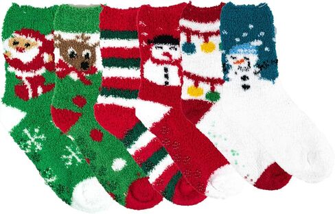 Different Touch 6 Pairs Pack Super Soft Cozy Fuzzy Winter warm Non Skid Hospital home bed Sleeping Slipper Socks in Saudi Arabia