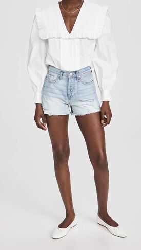 7 For All Mankind Women's Monroe Cutoffs Shorts in Cosmic Blue Rigid in Saudi Arabia