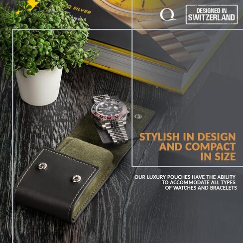 QWATCHBANDS حقيبة جلدية للسفر + حامل ساعة بقاعدة رخامية (أخضر) in Kuwait