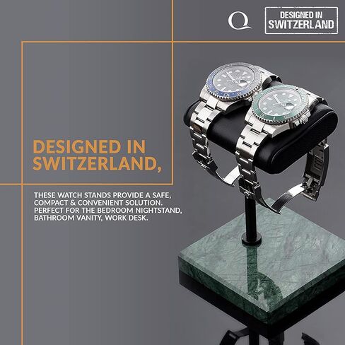 QWATCHBANDS حقيبة جلدية للسفر + حامل ساعة بقاعدة رخامية (أخضر) in Kuwait