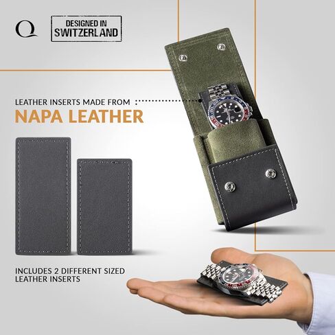QWATCHBANDS حقيبة جلدية للسفر + حامل ساعة بقاعدة رخامية (أخضر) in Kuwait