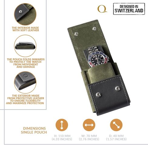 QWATCHBANDS حقيبة جلدية للسفر + حامل ساعة بقاعدة رخامية (أخضر) in Kuwait