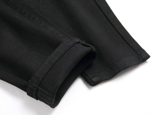 بنطال جينز Anbreuinron للأولاد بتصميم نحيف لراكبي الدراجات النارية وممزق وممزق ومطاط من قماش الدنيم، أسود، 10 in Kuwait