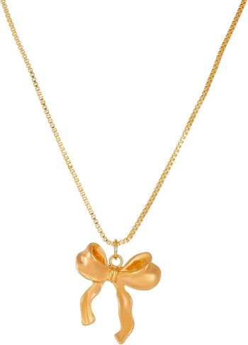 KOFISNI Gold Bow Necklace for Women Silver Tie Knot Butterfly Necklace Simple Plain Party Collar Necklace Christmas Gift in Saudi Arabia