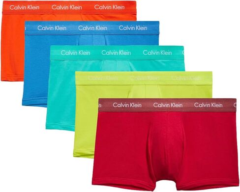 Calvin Klein Cotton Stretch Pride Pack Low Rise Trunk Cherry Tomato/Persian Red/Lemon Lime/Aqua Green/Blue Ambience XS (24"-26") in Saudi Arabia